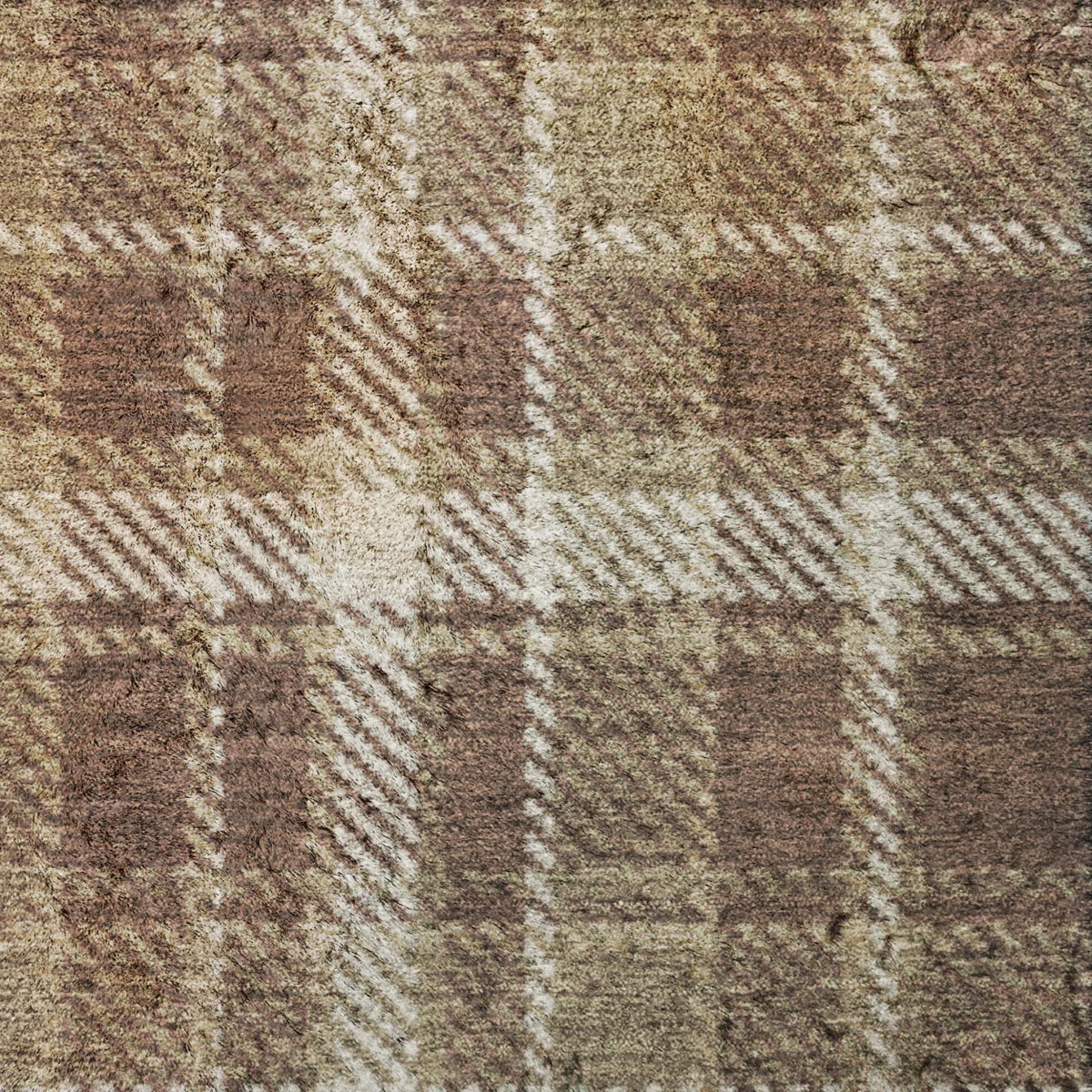 5' X 8' Chocolate And Taupe Plaid Shag Washable Area Rug With UV Protection - HomeRoots - Flyclothing LLC