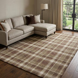 8' X 10' Chocolate And Taupe Plaid Shag Washable Area Rug With UV Protection - HomeRoots - Flyclothing LLC