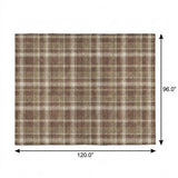 8' X 10' Chocolate And Taupe Plaid Shag Washable Area Rug With UV Protection - HomeRoots - Flyclothing LLC
