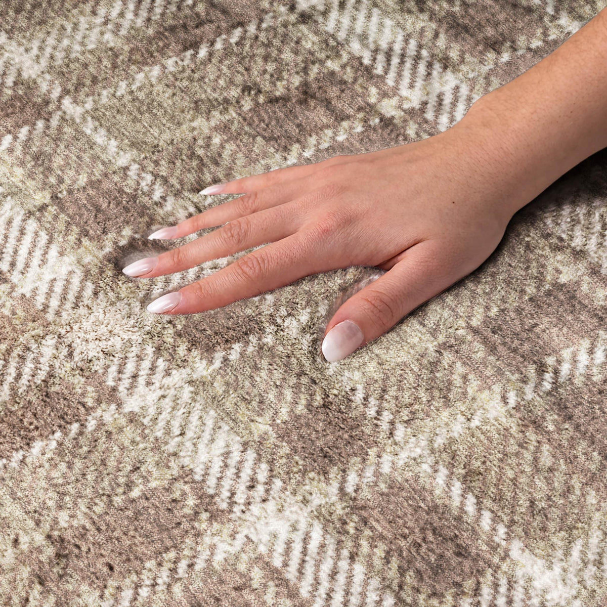9' X 12' Chocolate And Taupe Plaid Shag Washable Area Rug With UV Protection - HomeRoots - Flyclothing LLC