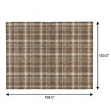 10' X 14' Chocolate And Taupe Plaid Shag Washable Area Rug With UV Protection - HomeRoots - Flyclothing LLC