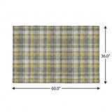 3' X 5' Gray And Ivory Plaid Shag Washable Area Rug With UV Protection - HomeRoots - Flyclothing LLC