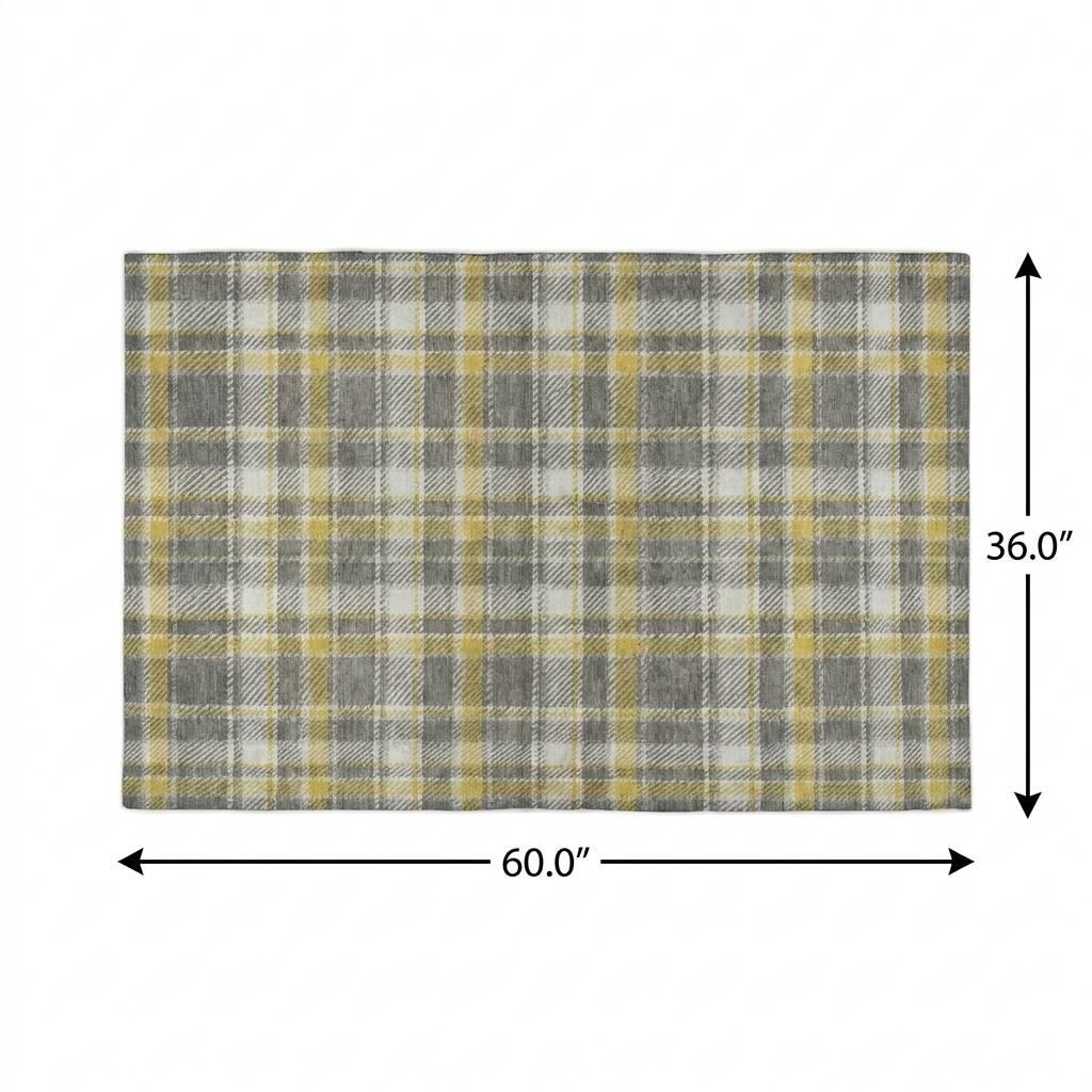 3' X 5' Gray And Ivory Plaid Shag Washable Area Rug With UV Protection - HomeRoots - Flyclothing LLC