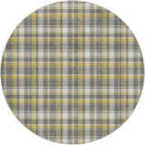 8' Gray And Ivory Plaid Shag Washable Round Rug With UV Protection - HomeRoots - Flyclothing LLC