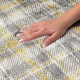8' Gray And Ivory Plaid Shag Washable Round Rug With UV Protection - HomeRoots - Flyclothing LLC