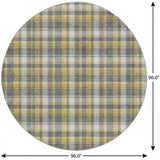 8' Gray And Ivory Plaid Shag Washable Round Rug With UV Protection - HomeRoots - Flyclothing LLC