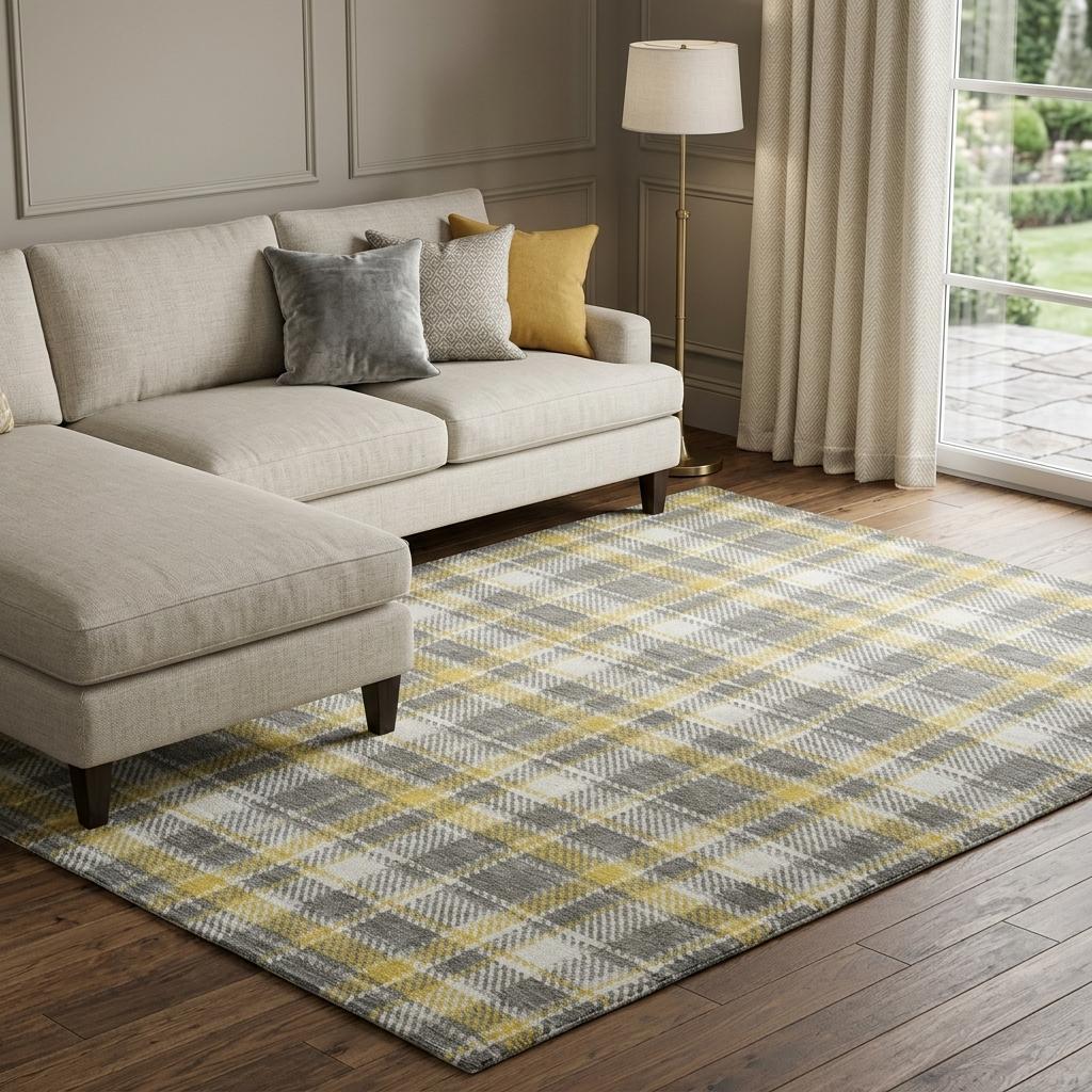 10' X 14' Gray And Ivory Plaid Shag Washable Area Rug With UV Protection - HomeRoots - Flyclothing LLC