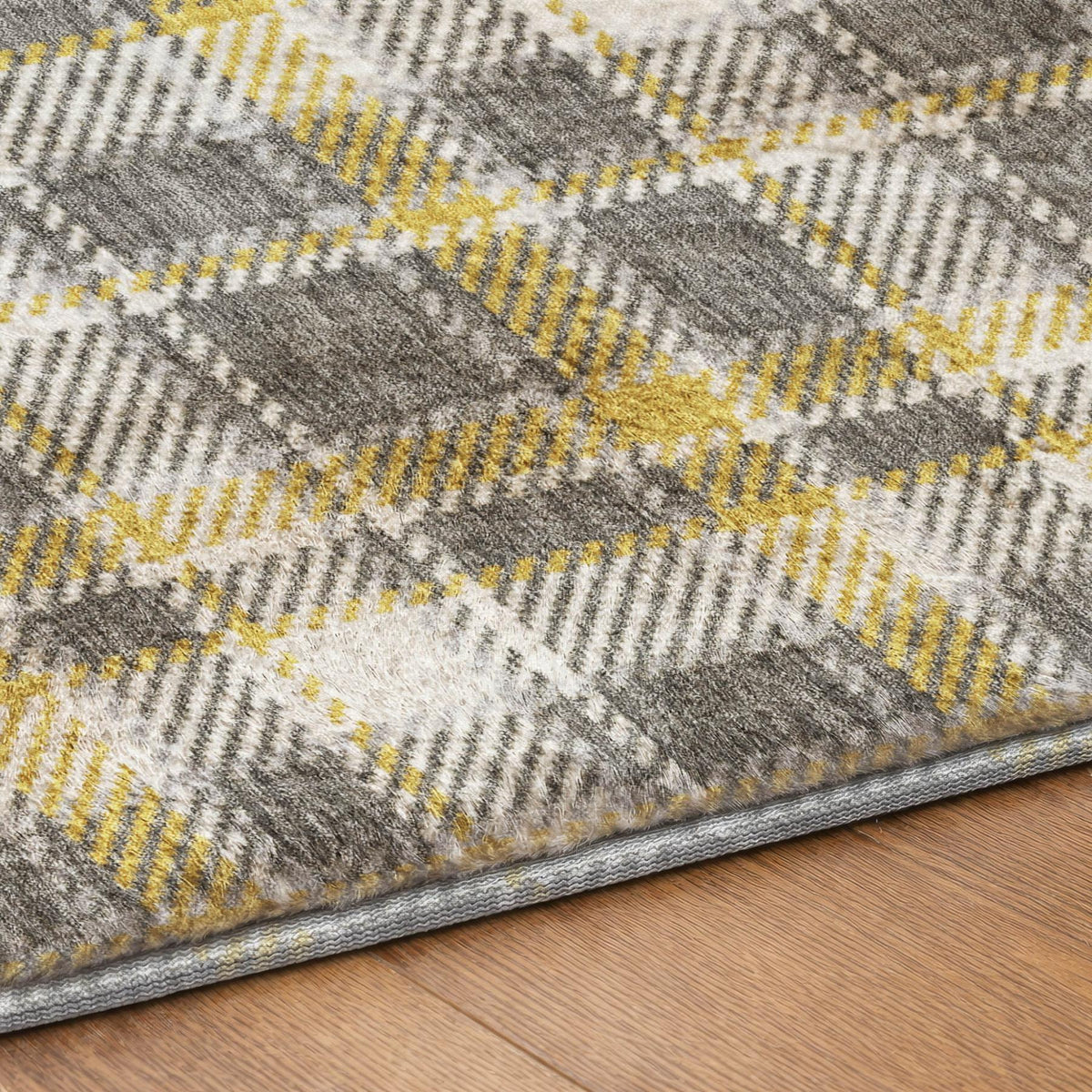 10' X 14' Gray And Ivory Plaid Shag Washable Area Rug With UV Protection - HomeRoots - Flyclothing LLC