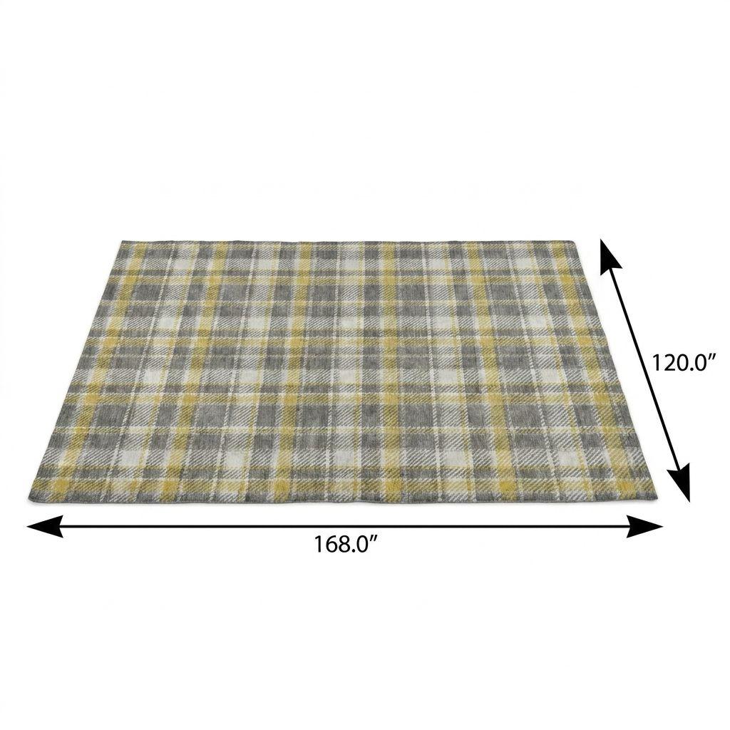 10' X 14' Gray And Ivory Plaid Shag Washable Area Rug With UV Protection - HomeRoots - Flyclothing LLC