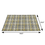 10' X 14' Gray And Ivory Plaid Shag Washable Area Rug With UV Protection - HomeRoots - Flyclothing LLC