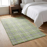 3' X 5' Green And Beige Plaid Shag Washable Area Rug With UV Protection - HomeRoots - Flyclothing LLC