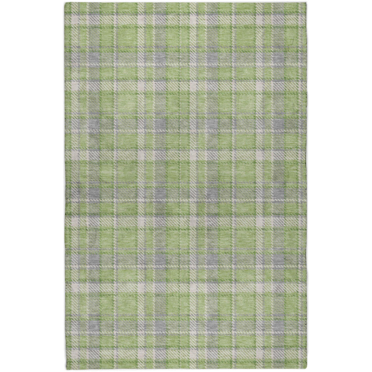 3' X 5' Green And Beige Plaid Shag Washable Area Rug With UV Protection - HomeRoots - Flyclothing LLC