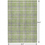 5' X 8' Green And Beige Plaid Shag Washable Area Rug With UV Protection - HomeRoots - Flyclothing LLC