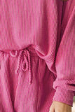 Round Neck Long Sleeve Top and Drawstring Shorts Set - Trendsi