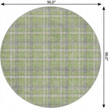 8' Green And Beige Plaid Shag Washable Round Rug With UV Protection - HomeRoots - Flyclothing LLC