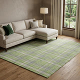 8' X 10' Green And Beige Plaid Shag Washable Area Rug With UV Protection - HomeRoots - Flyclothing LLC