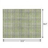 8' X 10' Green And Beige Plaid Shag Washable Area Rug With UV Protection - HomeRoots - Flyclothing LLC