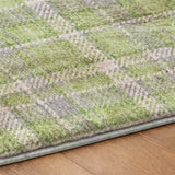 9' X 12' Green And Beige Plaid Shag Washable Area Rug With UV Protection - HomeRoots - Flyclothing LLC