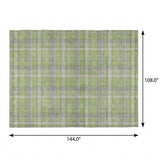 9' X 12' Green And Beige Plaid Shag Washable Area Rug With UV Protection - HomeRoots - Flyclothing LLC