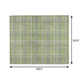 10' X 14' Green And Beige Plaid Shag Washable Area Rug With UV Protection - HomeRoots - Flyclothing LLC