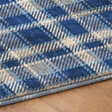 8' X 10' Navy Blue And Denim Blue Plaid Shag Washable Area Rug With UV Protection - HomeRoots - Flyclothing LLC
