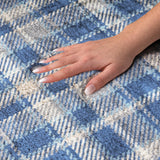 8' X 10' Navy Blue And Denim Blue Plaid Shag Washable Area Rug With UV Protection - HomeRoots - Flyclothing LLC