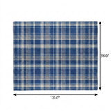 8' X 10' Navy Blue And Denim Blue Plaid Shag Washable Area Rug With UV Protection - HomeRoots - Flyclothing LLC