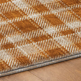3' X 5' Orange And Taupe Plaid Shag Washable Area Rug With UV Protection - HomeRoots - Flyclothing LLC