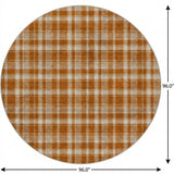 8' Orange And Taupe Plaid Shag Washable Round Rug With UV Protection - HomeRoots - Flyclothing LLC