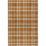 9' X 12' Orange And Taupe Plaid Shag Washable Area Rug With UV Protection - HomeRoots - Flyclothing LLC