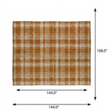 9' X 12' Orange And Taupe Plaid Shag Washable Area Rug With UV Protection - HomeRoots - Flyclothing LLC