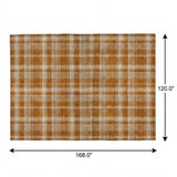 10' X 14' Orange And Taupe Plaid Shag Washable Area Rug With UV Protection - HomeRoots - Flyclothing LLC