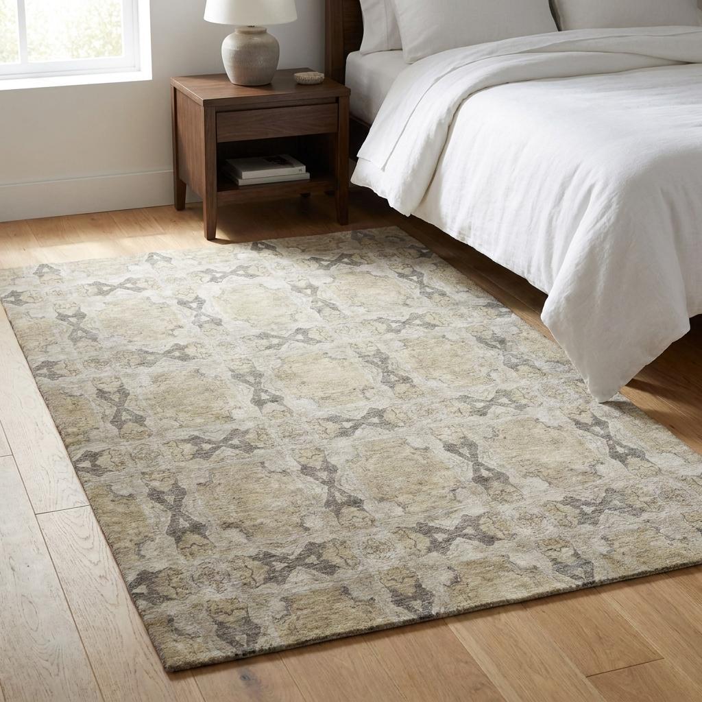 3' X 5' Beige And Gray Geometric Shag Washable Area Rug With UV Protection - HomeRoots - Flyclothing LLC