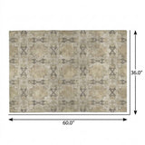 3' X 5' Beige And Gray Geometric Shag Washable Area Rug With UV Protection - HomeRoots - Flyclothing LLC