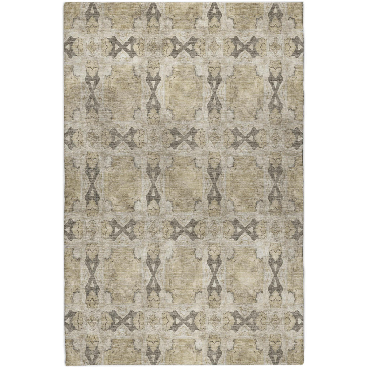 10' X 14' Beige And Gray Geometric Shag Washable Area Rug With UV Protection - HomeRoots - Flyclothing LLC