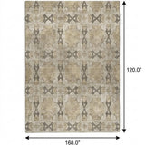 10' X 14' Beige And Gray Geometric Shag Washable Area Rug With UV Protection - HomeRoots - Flyclothing LLC