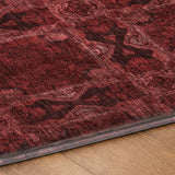 3' X 5' Burgundy And Red Geometric Shag Washable Area Rug With UV Protection - HomeRoots - Flyclothing LLC