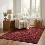 5' X 8' Burgundy And Red Geometric Shag Washable Area Rug With UV Protection - HomeRoots - Flyclothing LLC