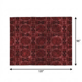 8' X 10' Burgundy And Red Geometric Shag Washable Area Rug With UV Protection - HomeRoots - Flyclothing LLC