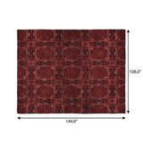 9' X 12' Burgundy And Red Geometric Shag Washable Area Rug With UV Protection - HomeRoots - Flyclothing LLC