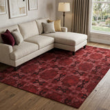 10' X 14' Burgundy And Red Geometric Shag Washable Area Rug With UV Protection - HomeRoots - Flyclothing LLC