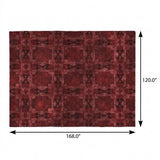 10' X 14' Burgundy And Red Geometric Shag Washable Area Rug With UV Protection - HomeRoots - Flyclothing LLC