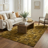 5' X 8' Chocolate And Gold Geometric Shag Washable Area Rug With UV Protection - HomeRoots - Flyclothing LLC