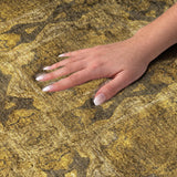 5' X 8' Chocolate And Gold Geometric Shag Washable Area Rug With UV Protection - HomeRoots - Flyclothing LLC