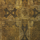 8' Chocolate And Gold Geometric Shag Washable Round Rug With UV Protection - HomeRoots - Flyclothing LLC