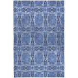 5' X 8' Denim Blue And Navy Blue Geometric Shag Washable Area Rug With UV Protection - HomeRoots - Flyclothing LLC
