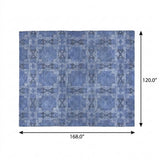 10' X 14' Denim Blue And Navy Blue Geometric Shag Washable Area Rug With UV Protection - HomeRoots - Flyclothing LLC