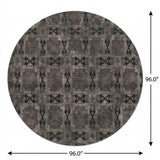 8' Gray And Charcoal Geometric Shag Washable Round Rug With UV Protection - HomeRoots - Flyclothing LLC