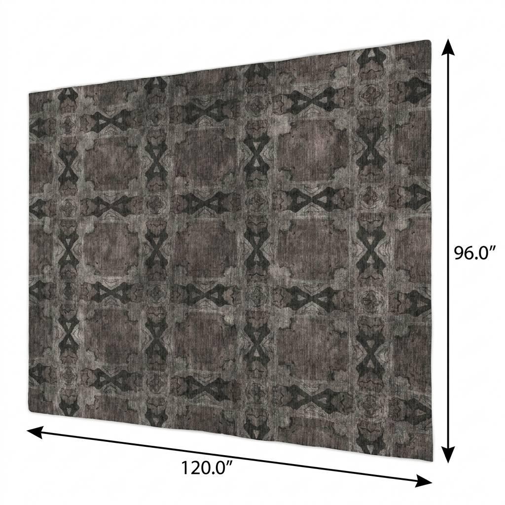 8' X 10' Gray And Charcoal Geometric Shag Washable Area Rug With UV Protection - HomeRoots - Flyclothing LLC