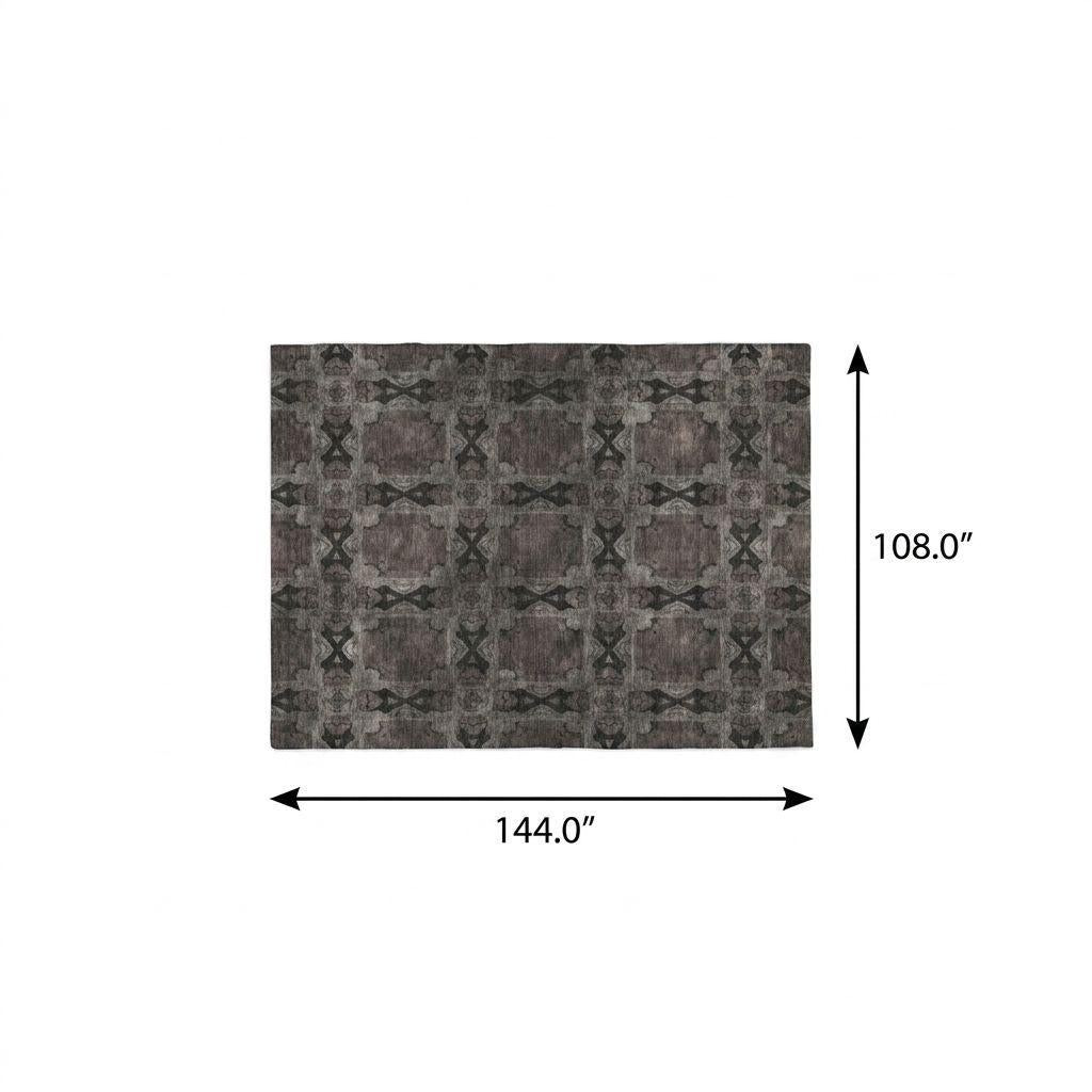 9' X 12' Gray And Charcoal Geometric Shag Washable Area Rug With UV Protection - HomeRoots - Flyclothing LLC